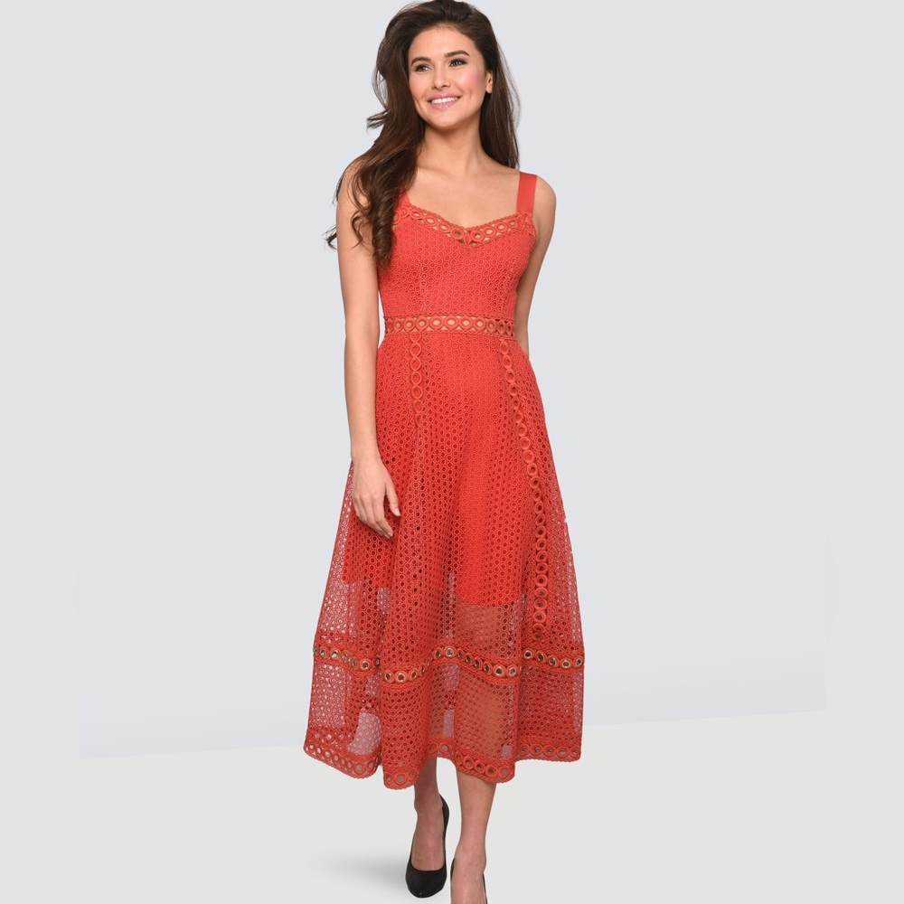 Maje Coral Sleeveless Midi Sundress, Size 1